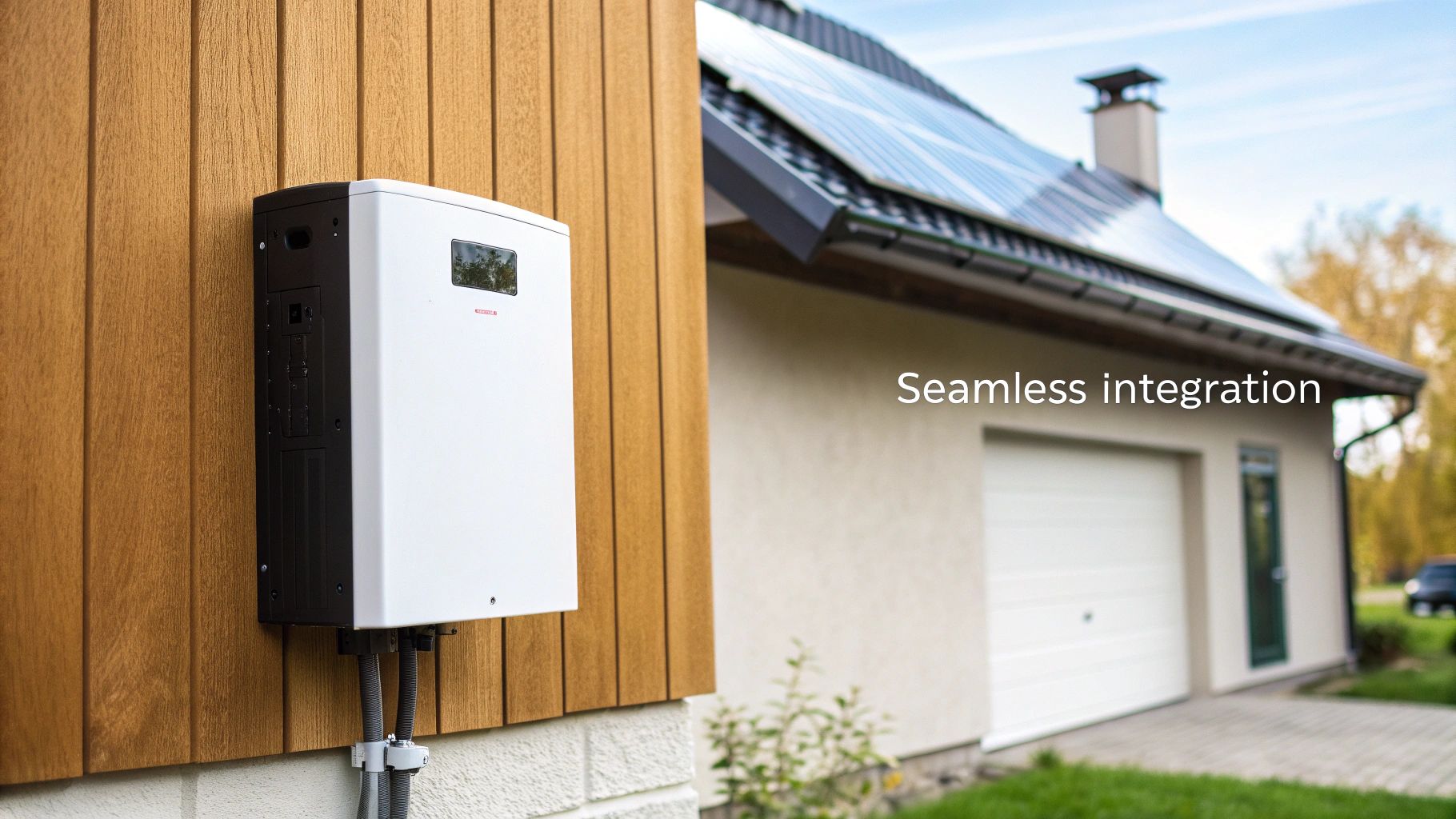 A diagram showing solar panels, an inverter, and a battery storage unit connected to a home's electrical system.