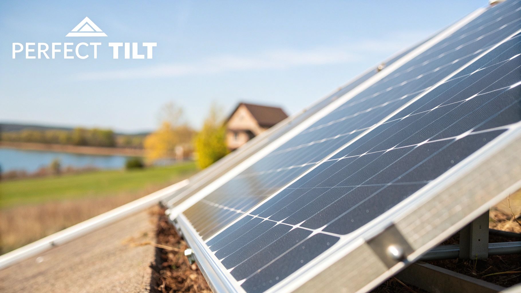 Diagram showing the optimal tilt angle for solar panels based on latitude.
