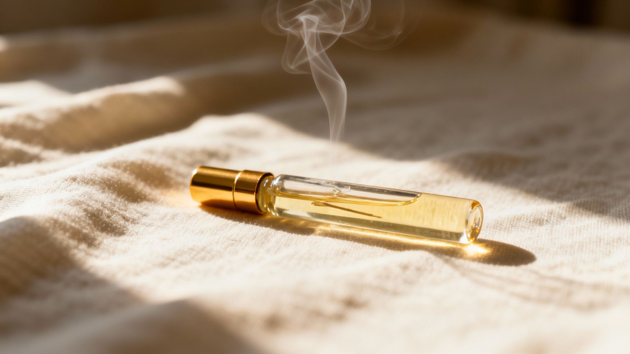 Sunlit vanilla haze in a delicate vial