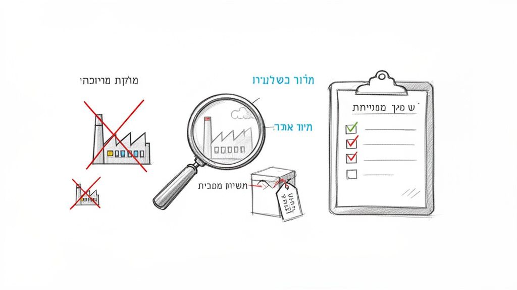 איור תהליכי בקרת איכות וניהול פרויקטים בתעשייה, כולל בדיקות אתר ודוחות.