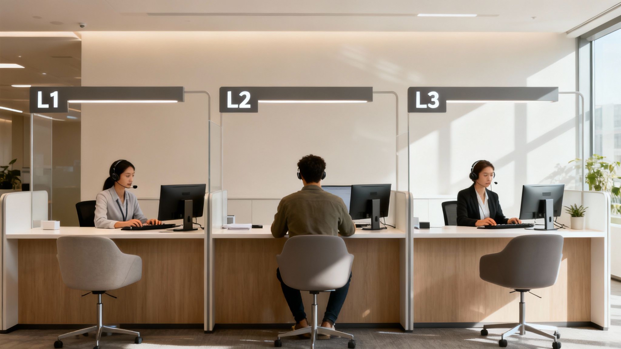 A support agent with a headset helps a user on a laptop, symbolizing effective software support services