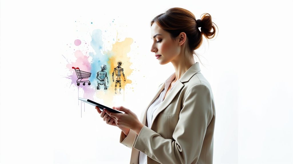 AI-powered dashboards showing industry-specific data for manufacturing, e-commerce, and finance.