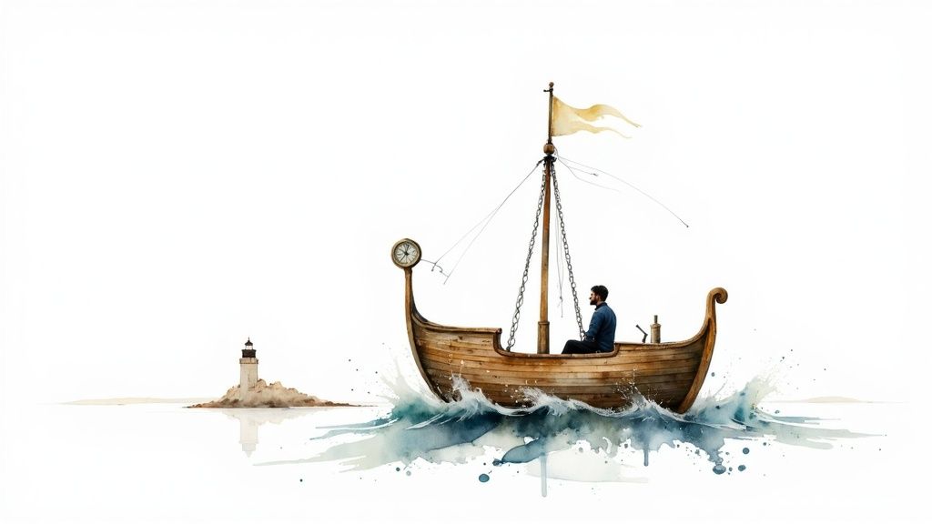 A team collaborating around a table with charts and graphs, representing strategic project risk management.