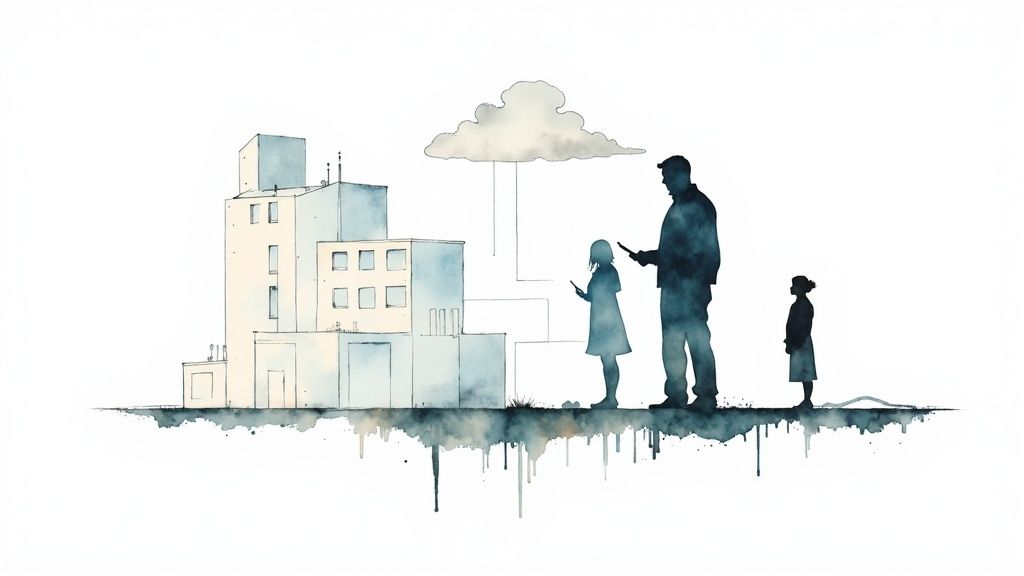 A blueprint of a healthcare system, showing interconnected components and data flows, representing thoughtful architectural design.