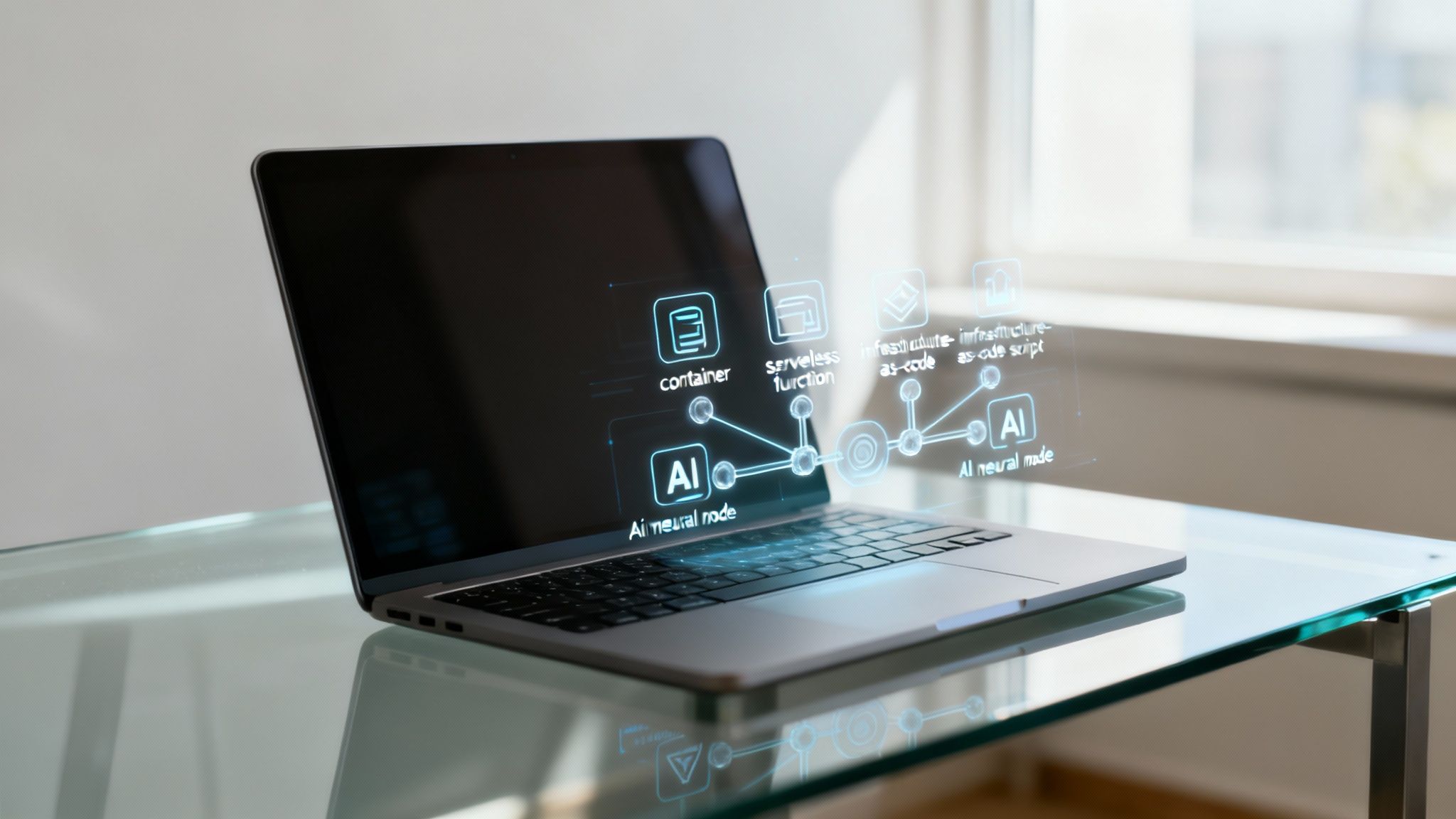 An abstract image representing the intersection of advanced technologies like AI and cloud infrastructure, with governance overlays.