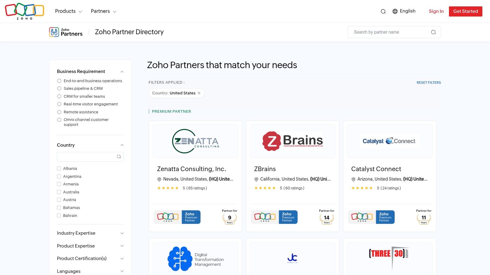Zoho Partner Directory (Find a Zoho Partner)