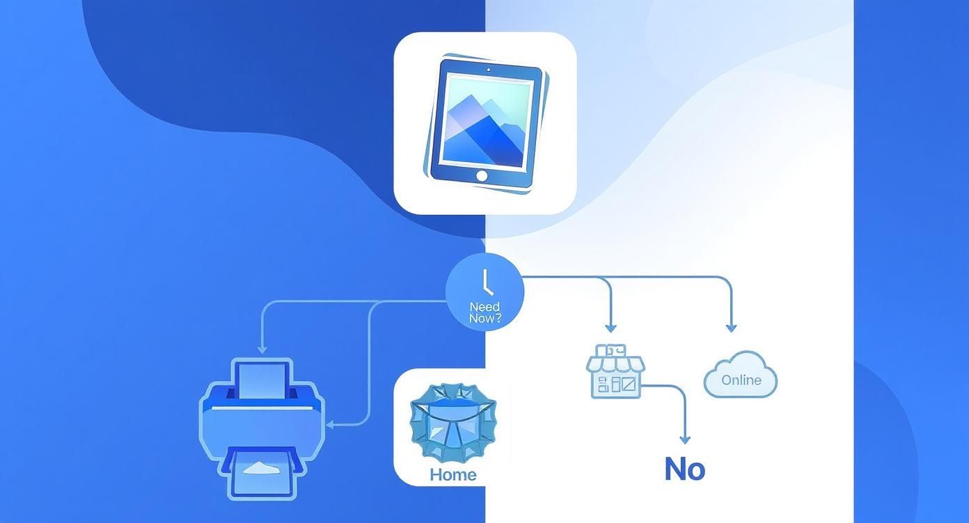 Infographic about how to print photos from ipad