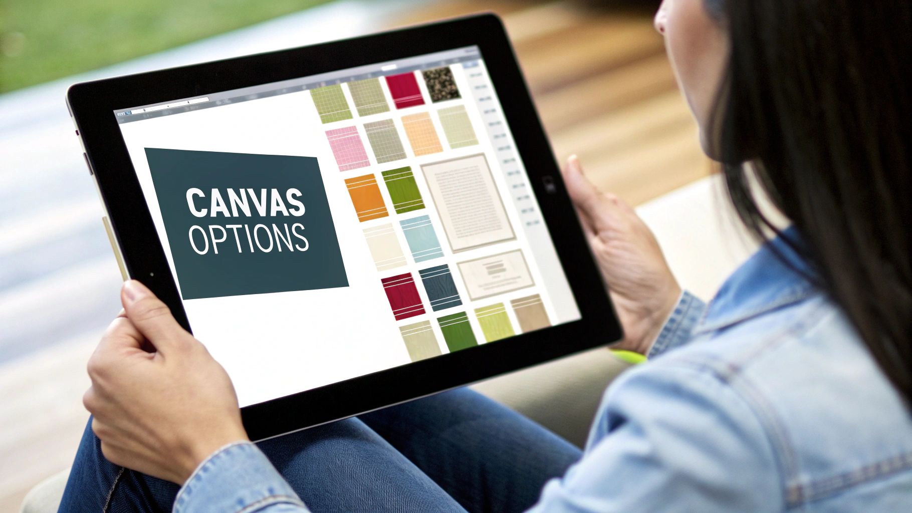 A close-up shot of a canvas print corner, showing the gallery wrap texture and depth.