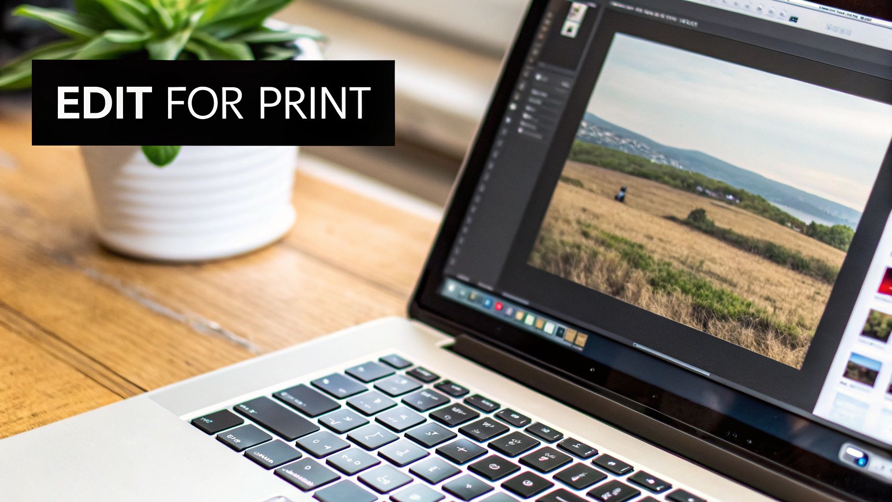 A person using a photo editing software on a computer to enhance a picture.