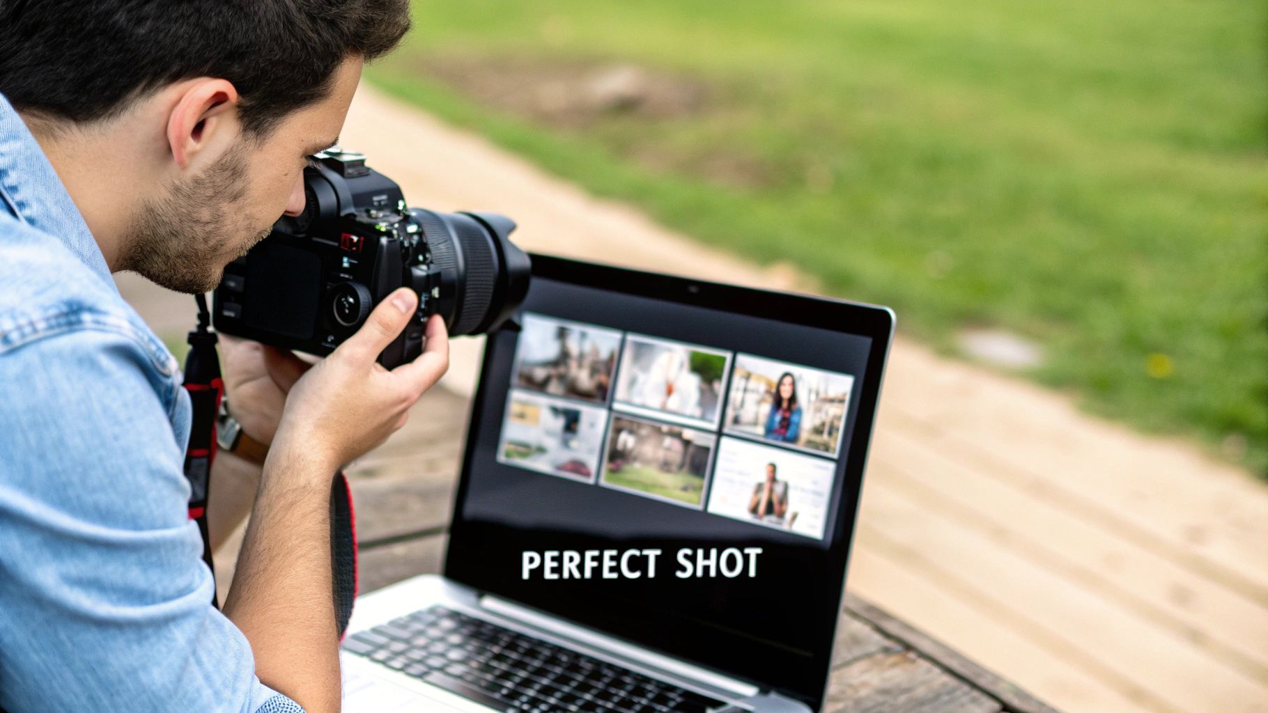 A person editing a photo on a laptop before turning it into a canvas print.