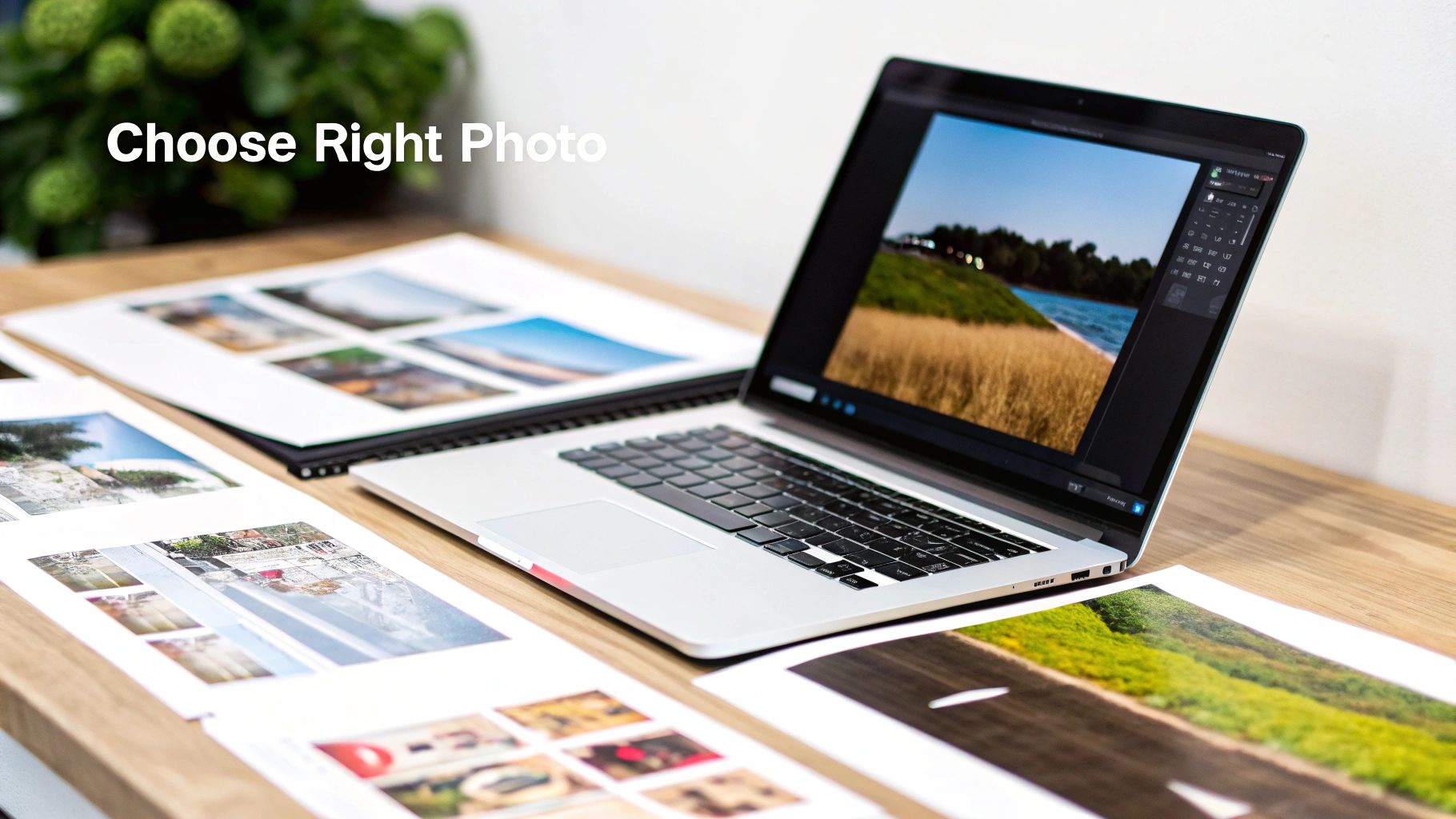A person holding up a large canvas print of a family photo in their living room.