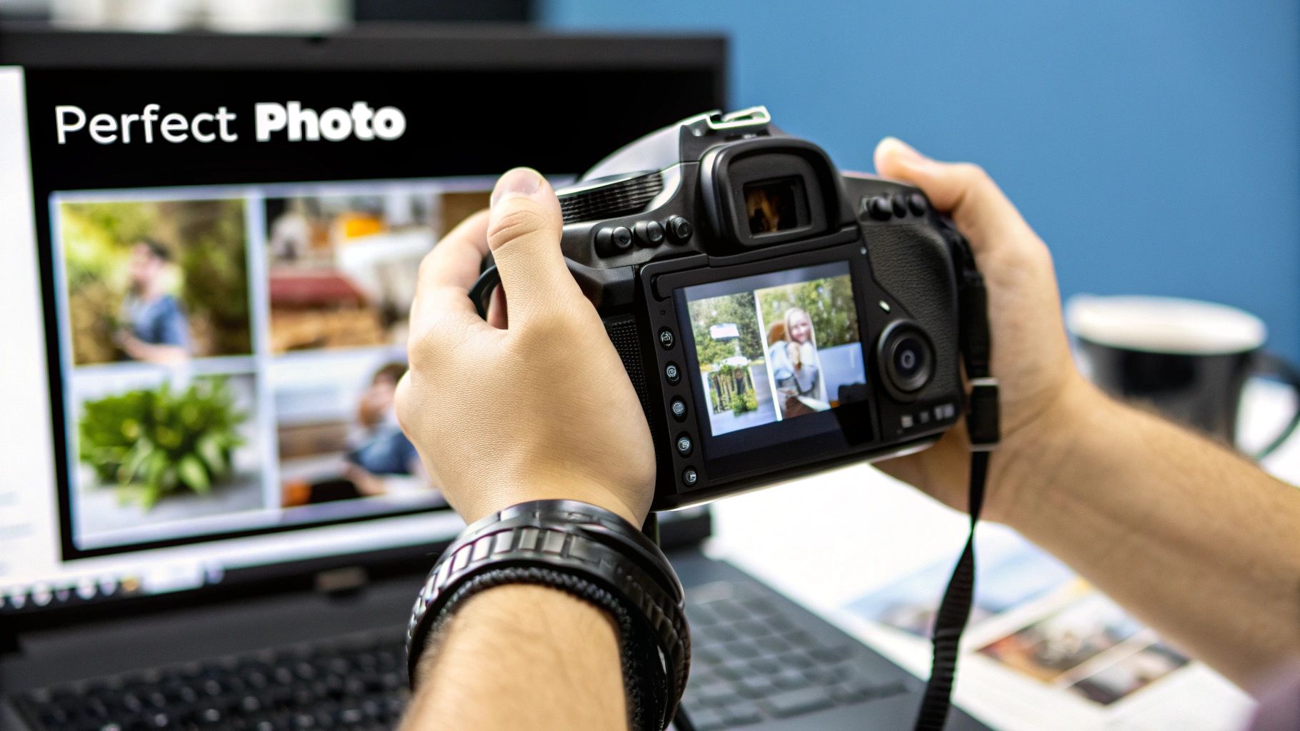 A person's hands holding a high-quality, emotionally resonant photograph, ready to be turned into a gift.