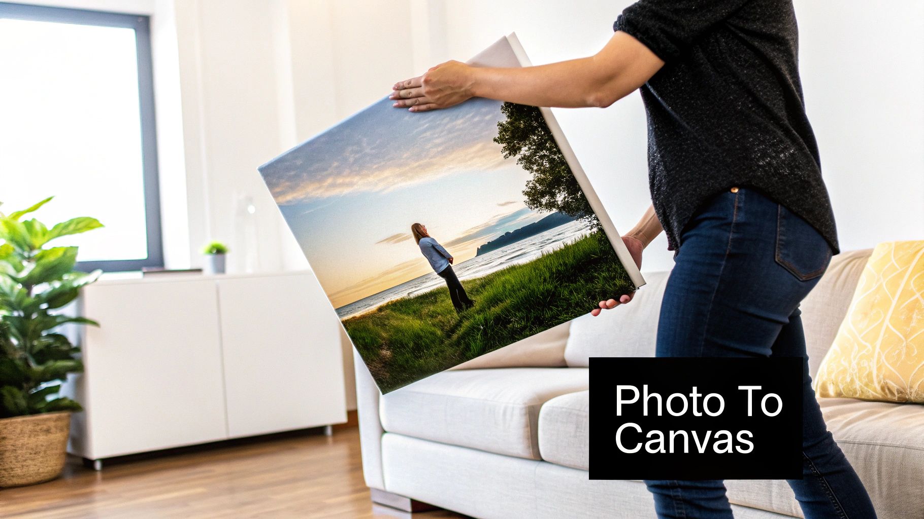 A collection of beautiful canvas prints hanging on a wall, showcasing different sizes and photo styles.