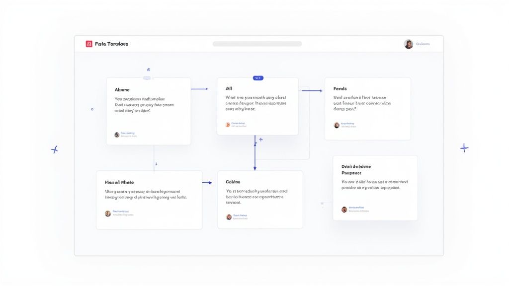 A clean and modern testimonials page layout on a desktop monitor, highlighting the use of white space and brand colors.