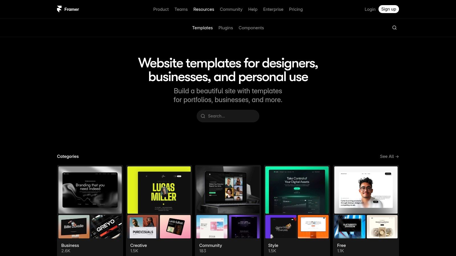 Framer Marketplace (Templates)