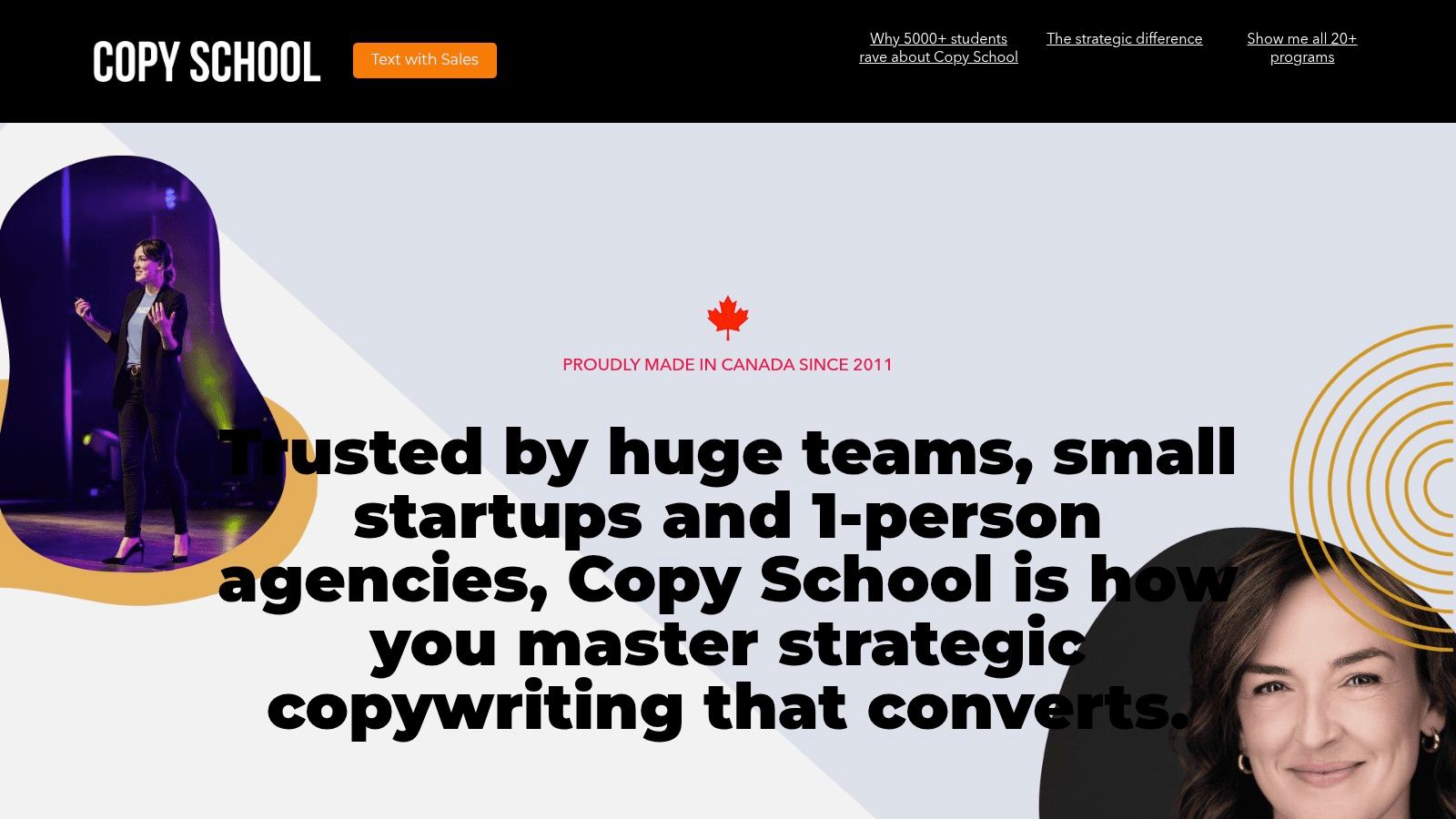 Copyhackers platform showing its course offerings and curriculum