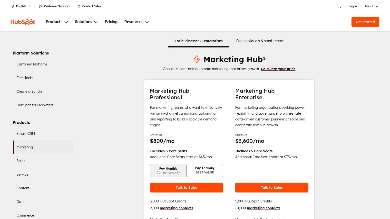 HubSpot (Marketing Hub + Content/Website tools)