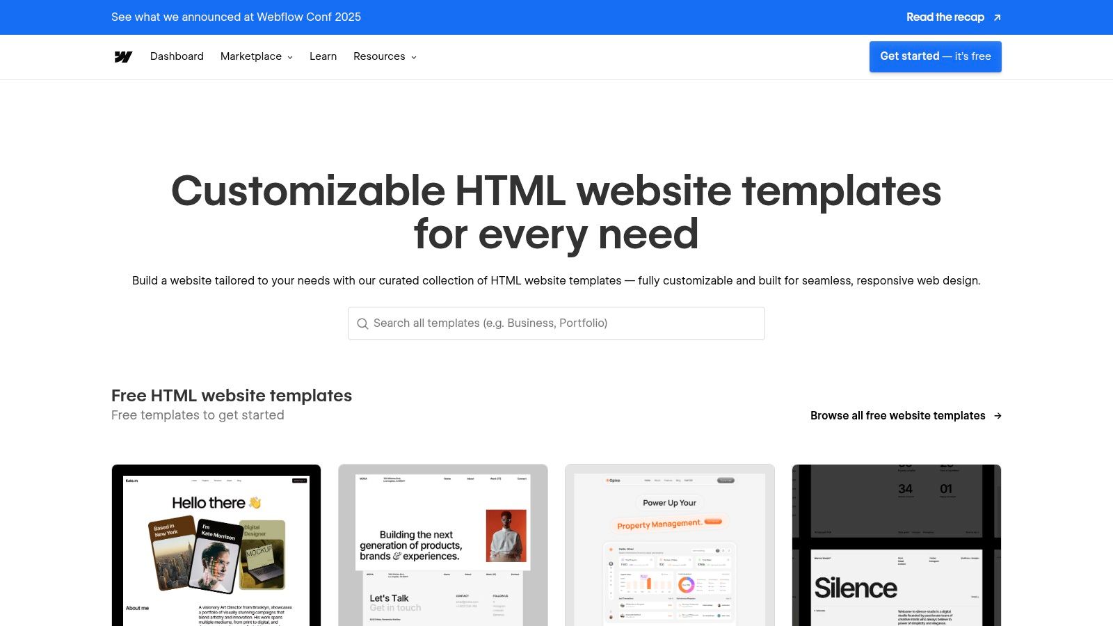 Webflow Templates (Free)