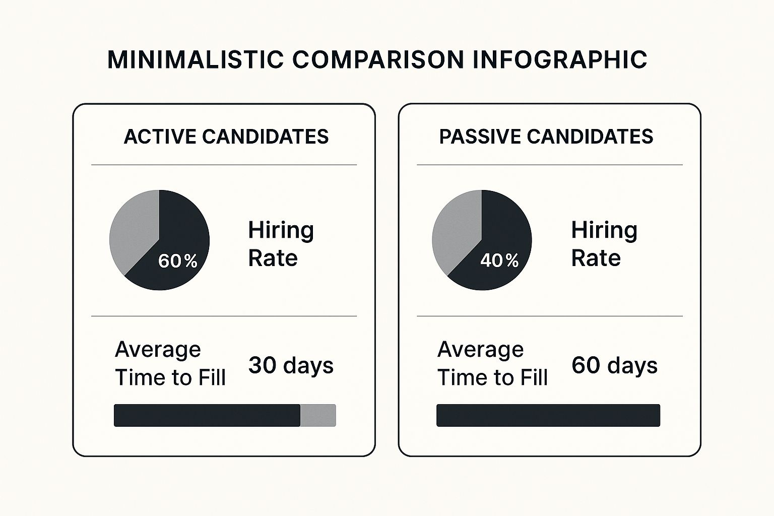 This infographic lays out how the differences affect the key numbers in recruitment.