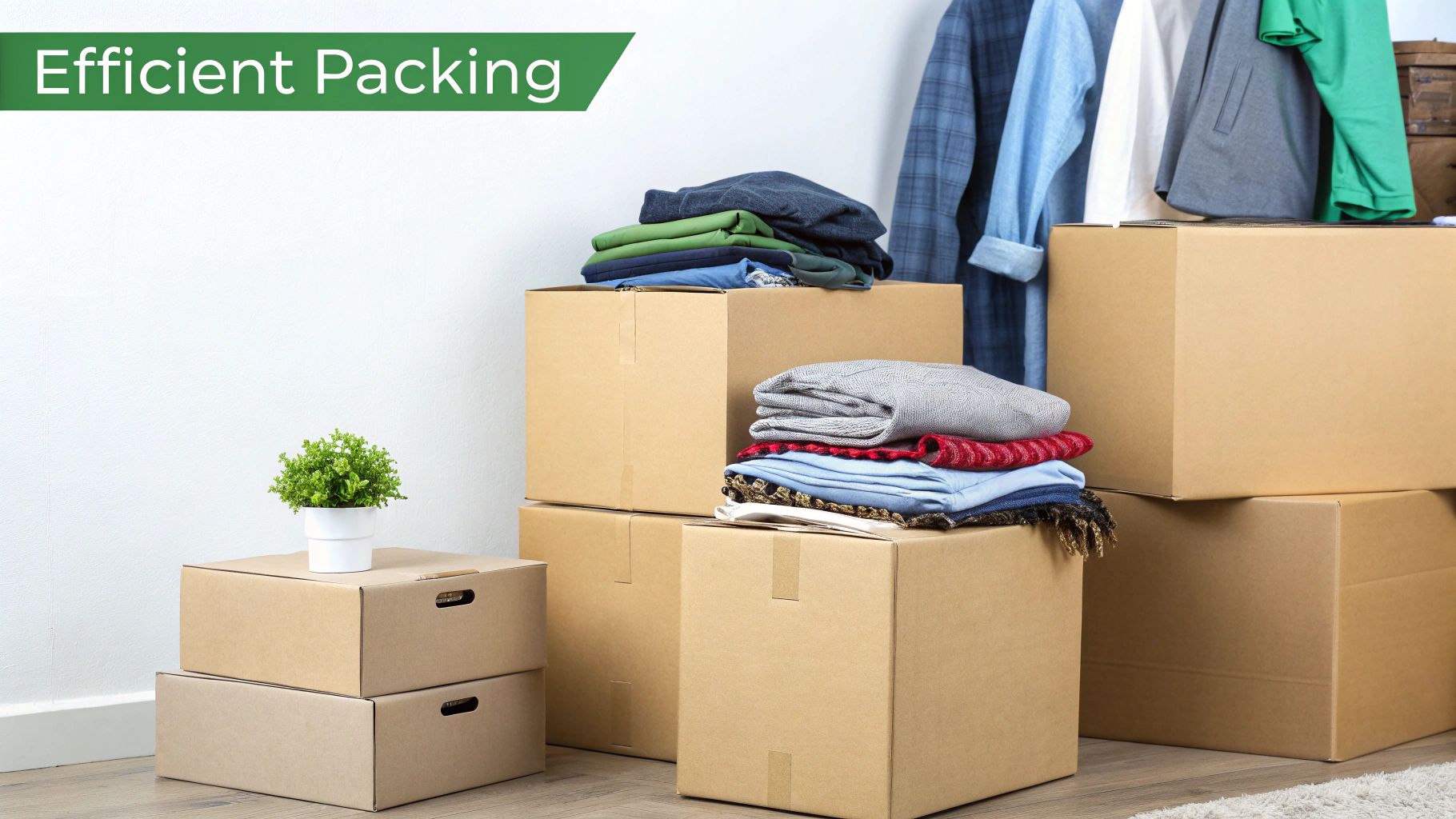 Person carefully packing a box with organised items, showcasing efficient apartment packing techniques.