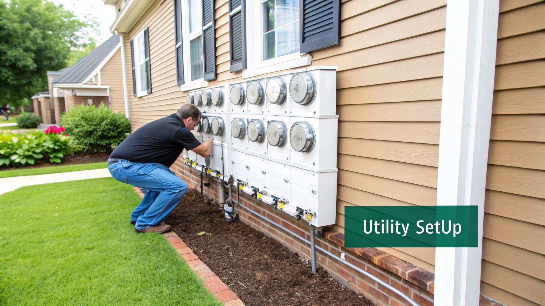 A person on the phone scheduling utility services for their new home.