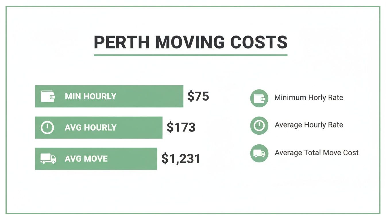 Infographic showing Perth moving costs, including minimum hourly, average hourly, and total average move cost.