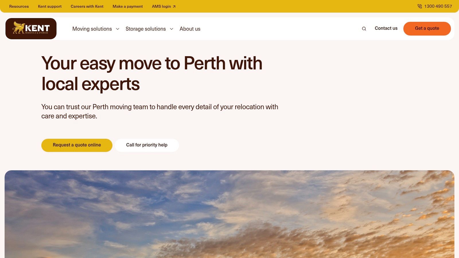 Kent Removals & Storage homepage showing their moving services