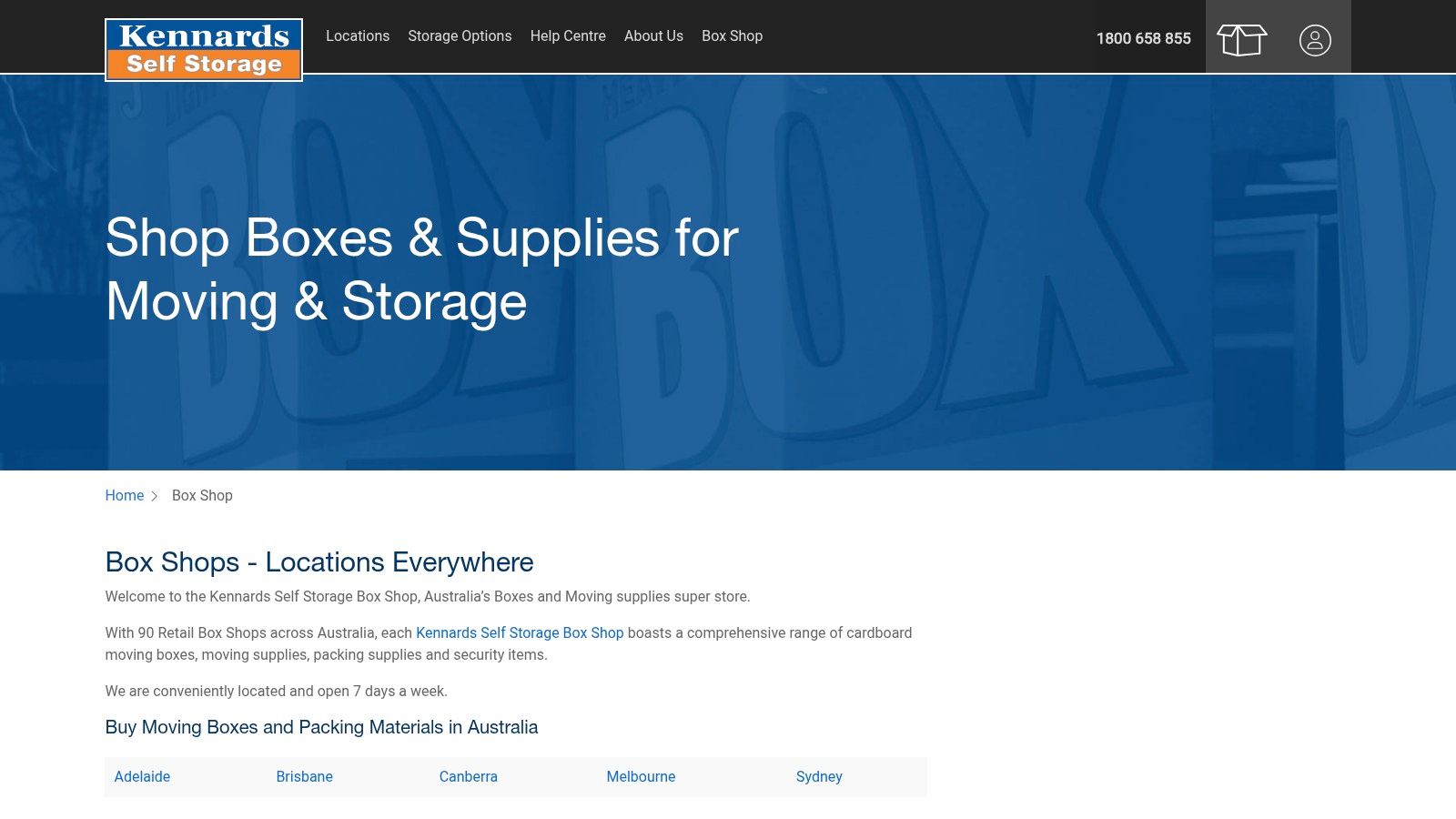 Kennards Self Storage – Box Shop