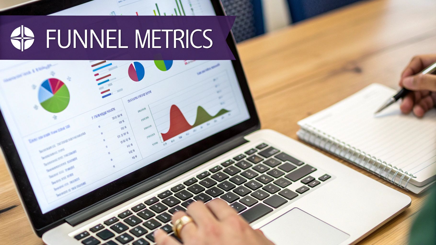A dashboard showing various marketing analytics and charts.