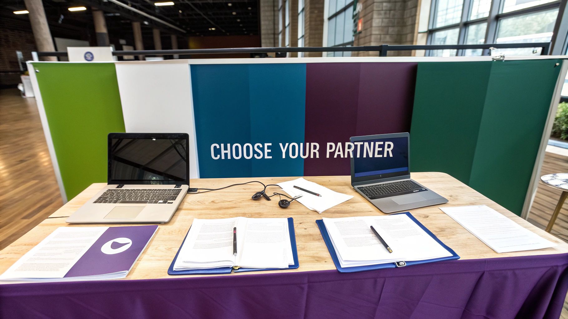 Three different paths converging, symbolizing the choice between marketing outsourcing models.
