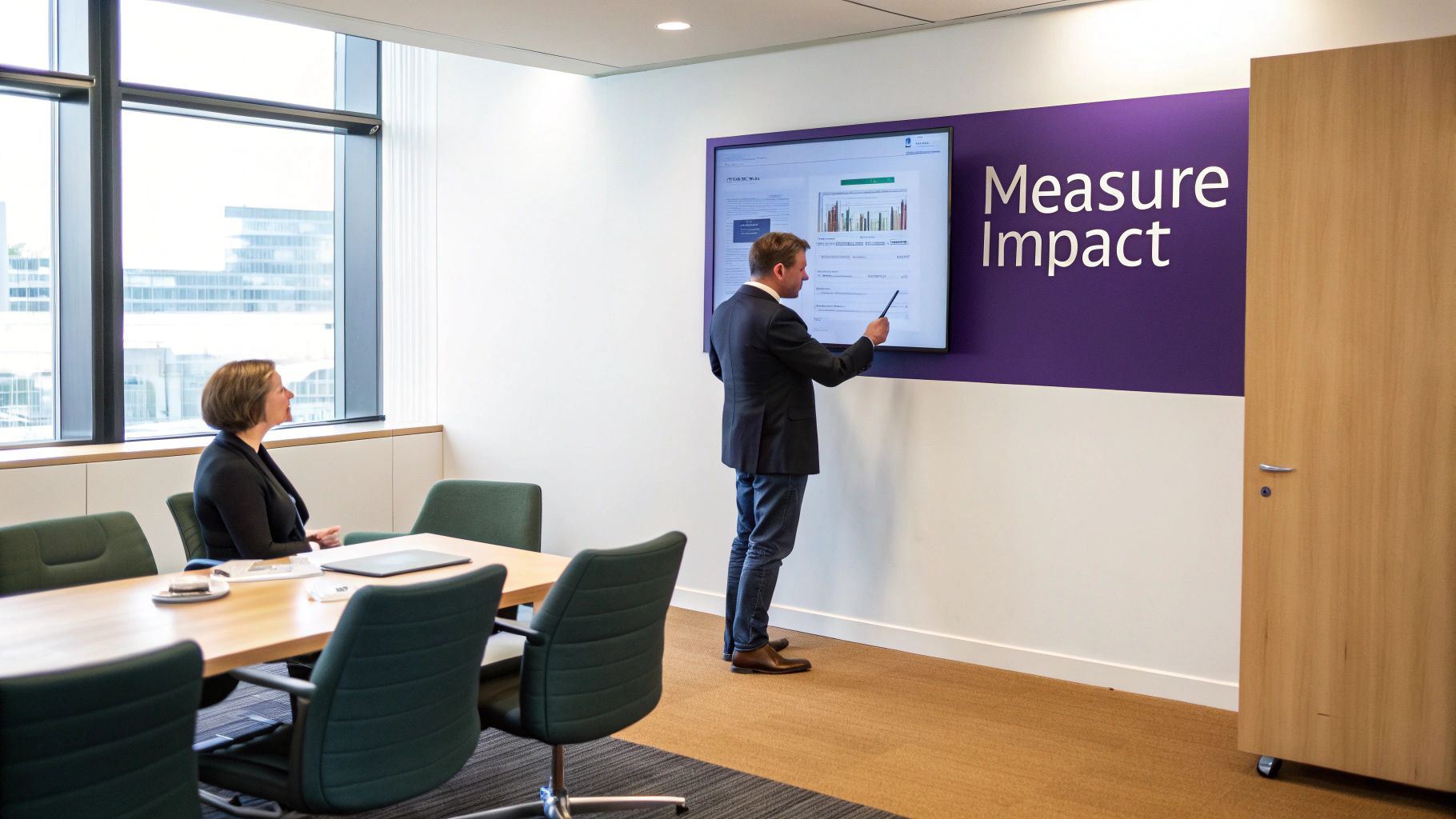 A person at a desk analyzing charts and graphs on multiple screens, representing marketing data analysis.