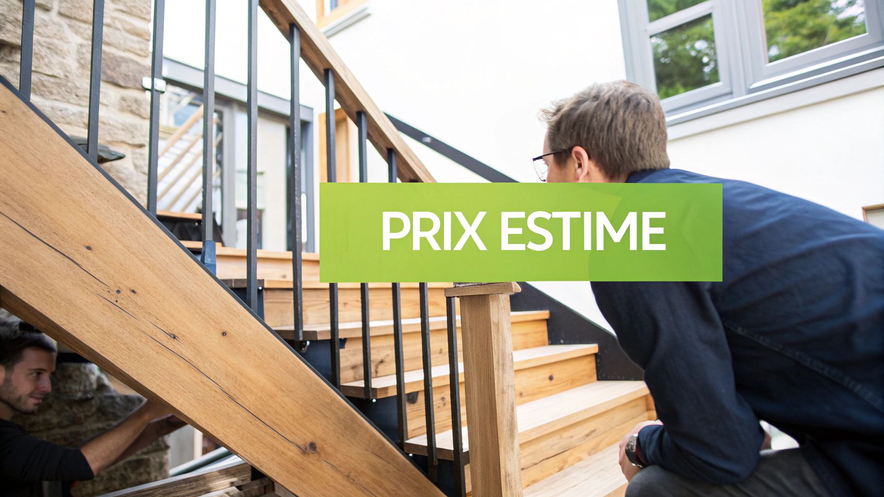 Un escalier en bois fraîchement sablé et verni, montrant une finition lisse et brillante