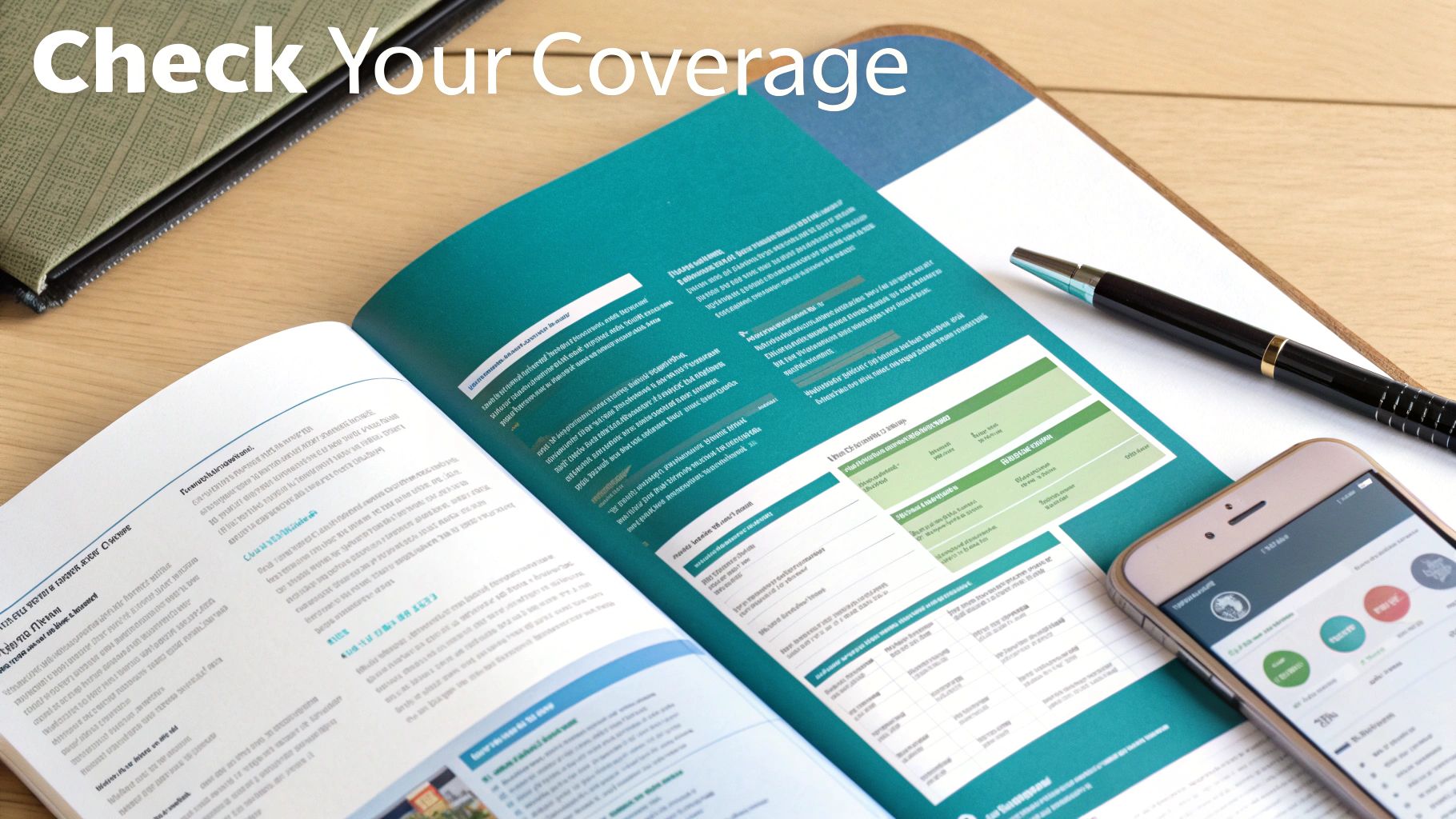 A person is sitting at a desk reviewing their insurance benefits on a laptop. The screen shows a clean, easy-to-read benefits summary. On the desk are a calculator, a notepad, and a cup of tea, creating a calm and organized atmosphere for financial planning.