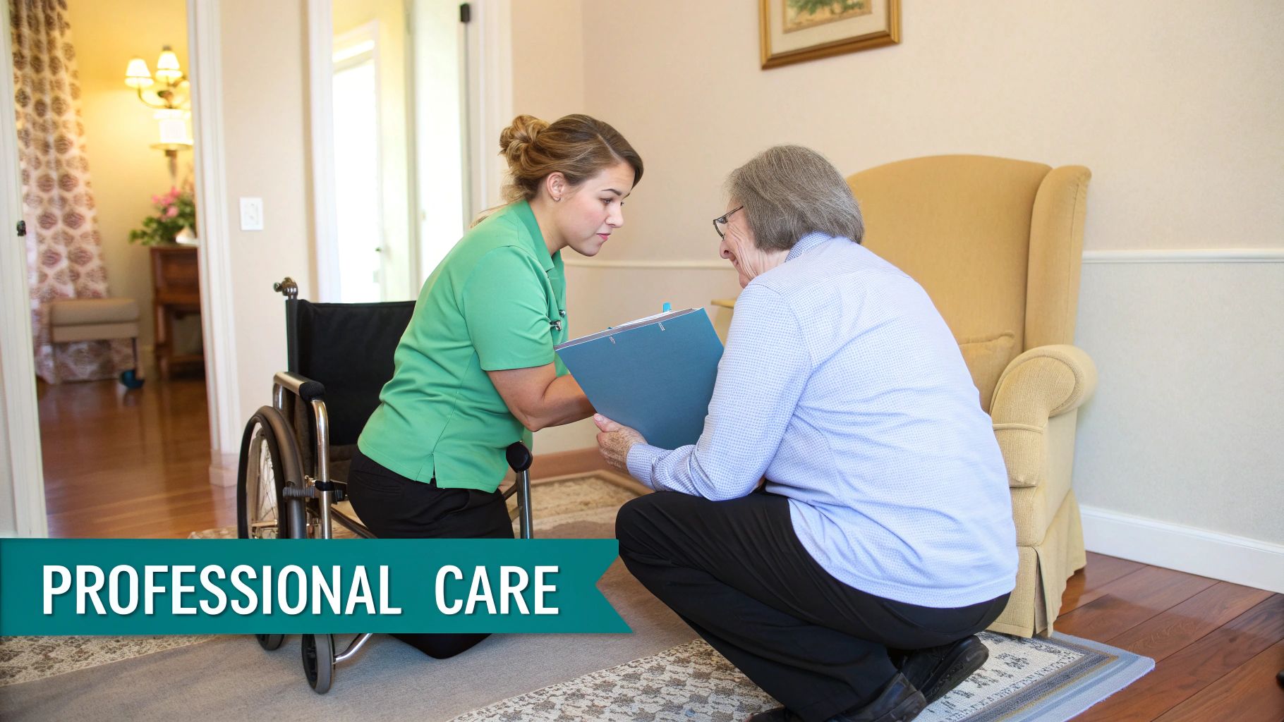 A male massage therapist in professional attire discusses a treatment plan with a client in a bright, therapeutic clinic setting.