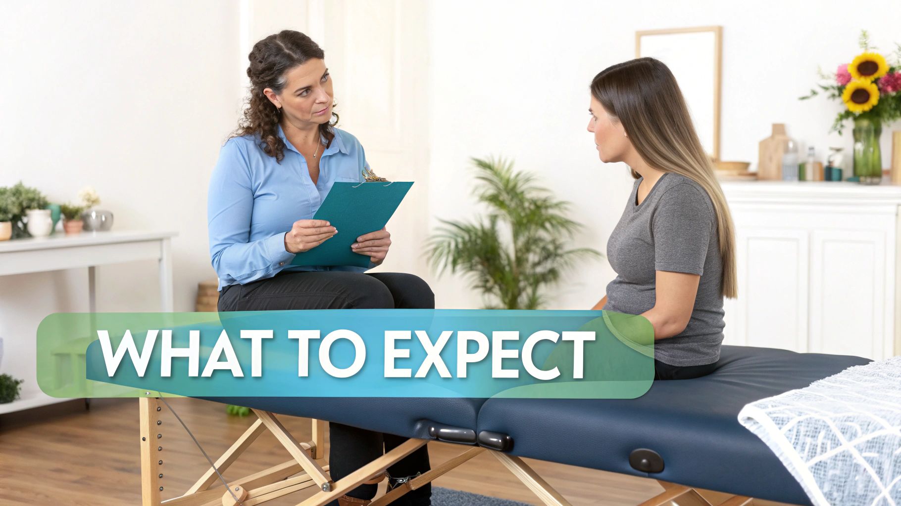 A professional massage therapist setting up a comfortable and clean massage table in a client&#39;s home.