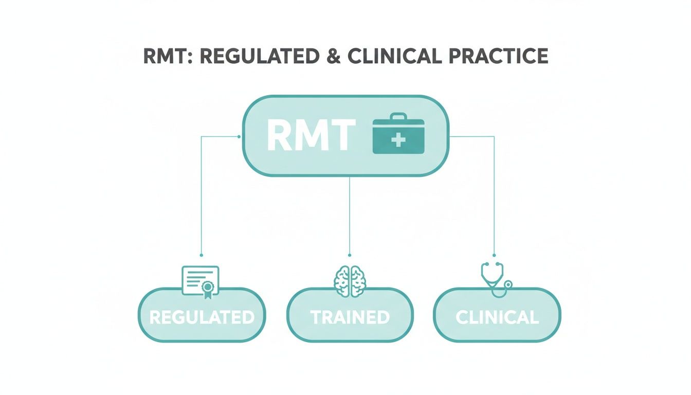 A male massage therapist in a polo shirt provides a therapeutic back massage to a fully draped client in a professional clinic setting.