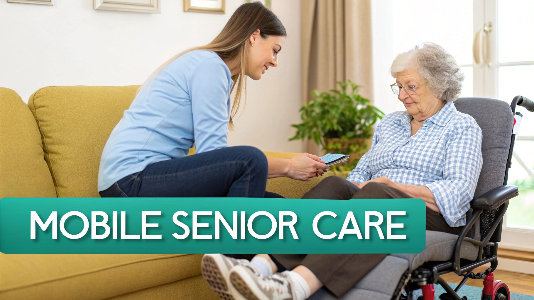 A male massage therapist in professional attire provides a gentle massage to an elderly client in a comfortable home setting.