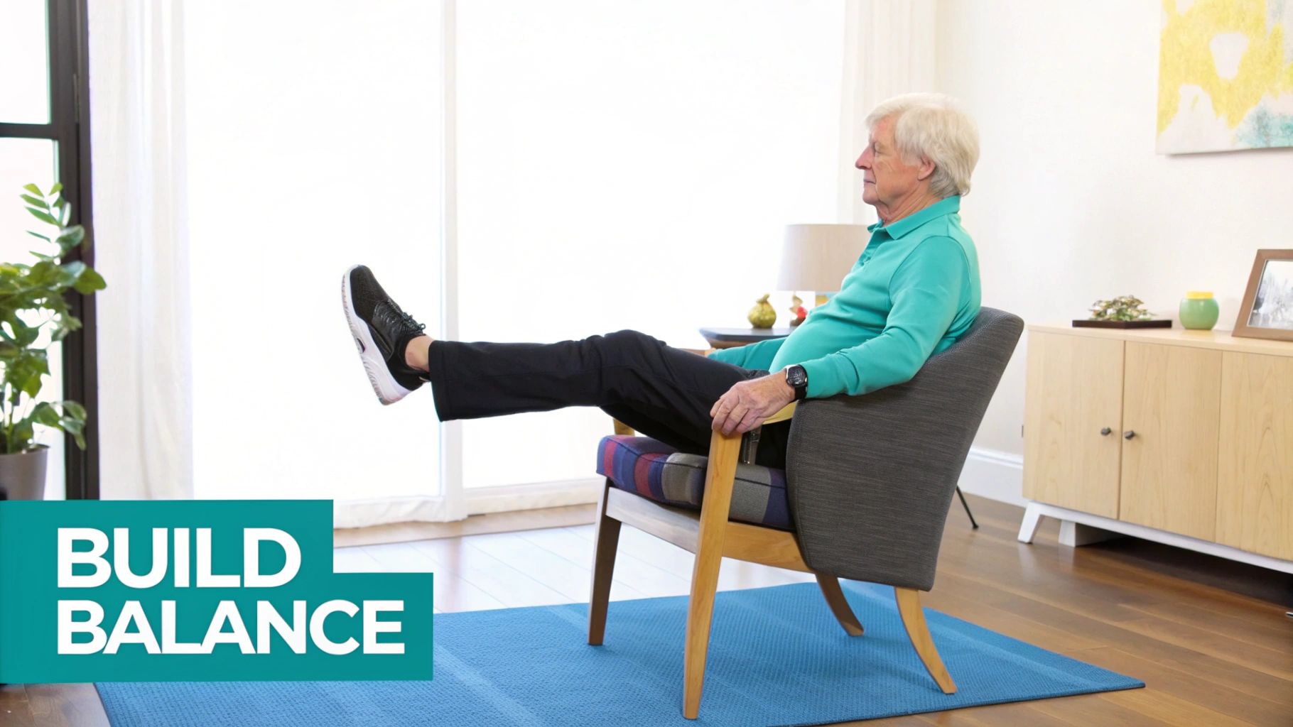 A physical therapist helps an older adult with gentle exercises.