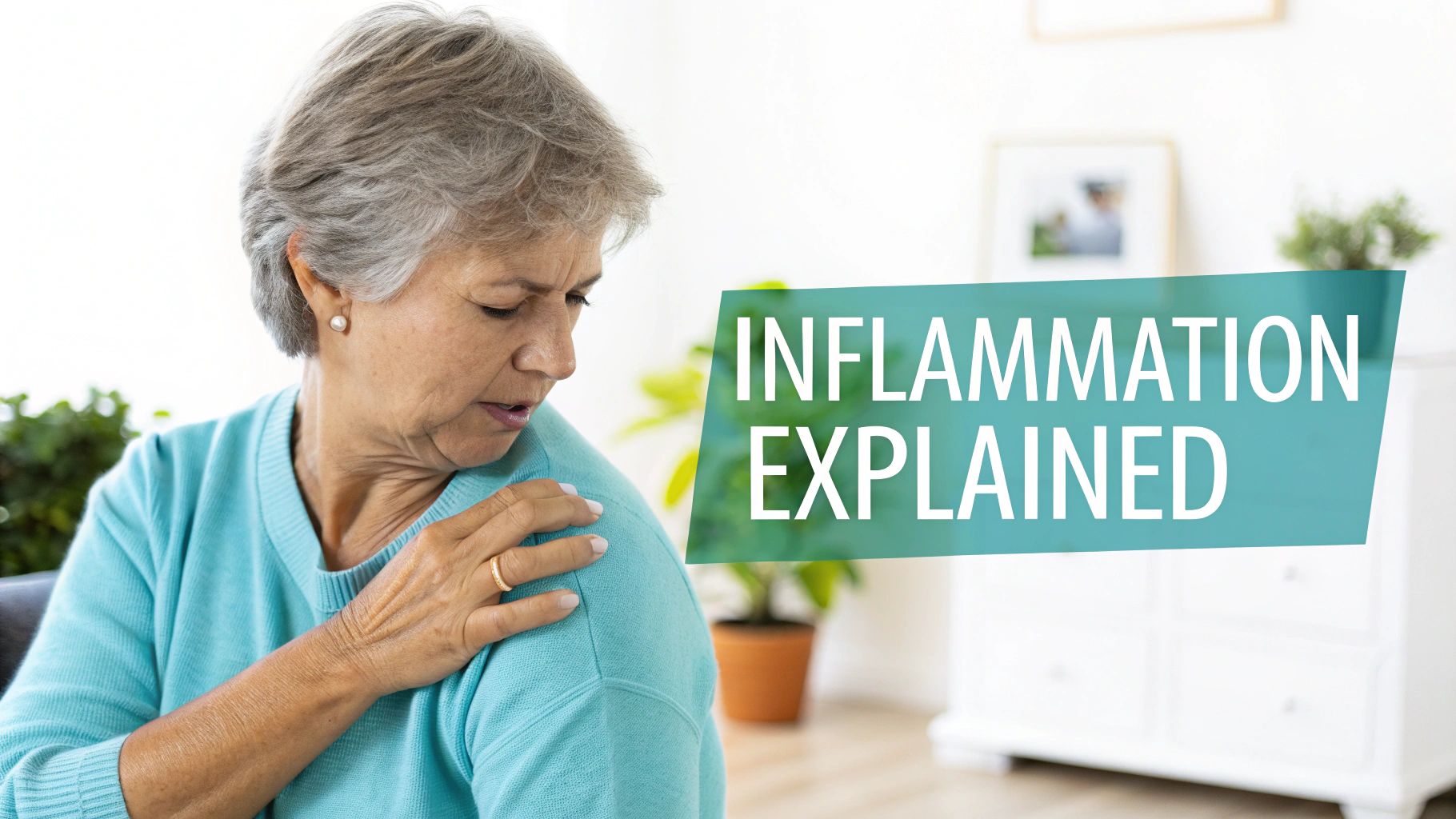 A male massage therapist in a professional polo shirt providing a gentle shoulder massage to a fully draped older client in a calm, therapeutic setting.