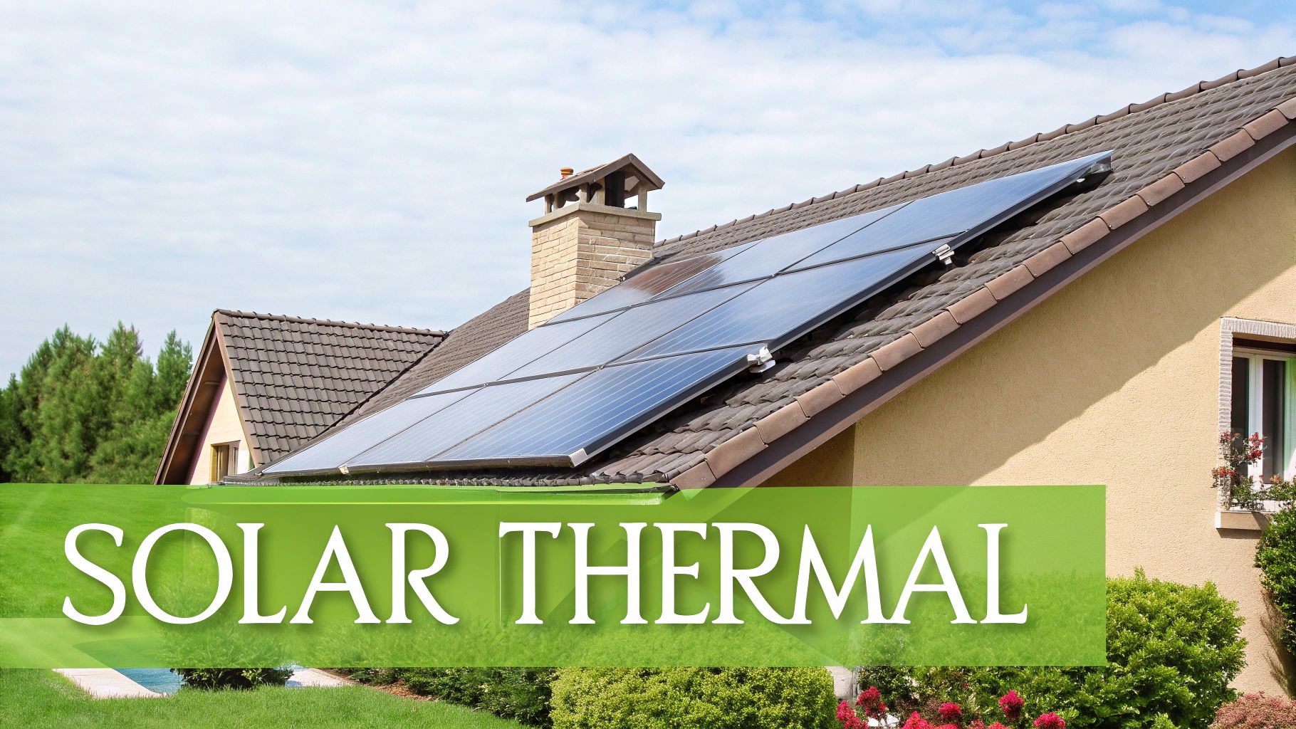Solar thermal collectors on a residential roof