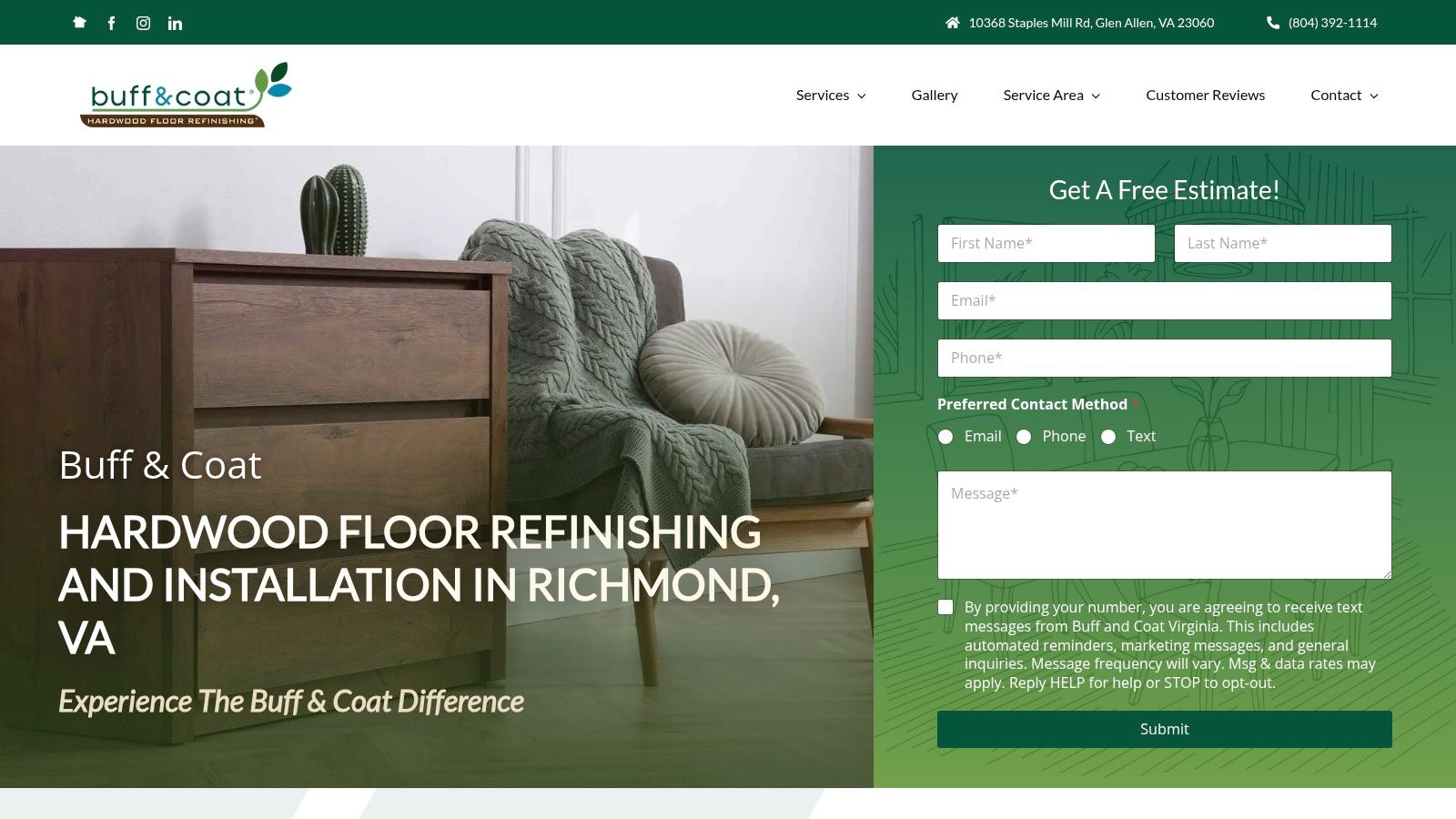 A hardwood floor being refinished with professional equipment, showcasing a clean and dust-free process.