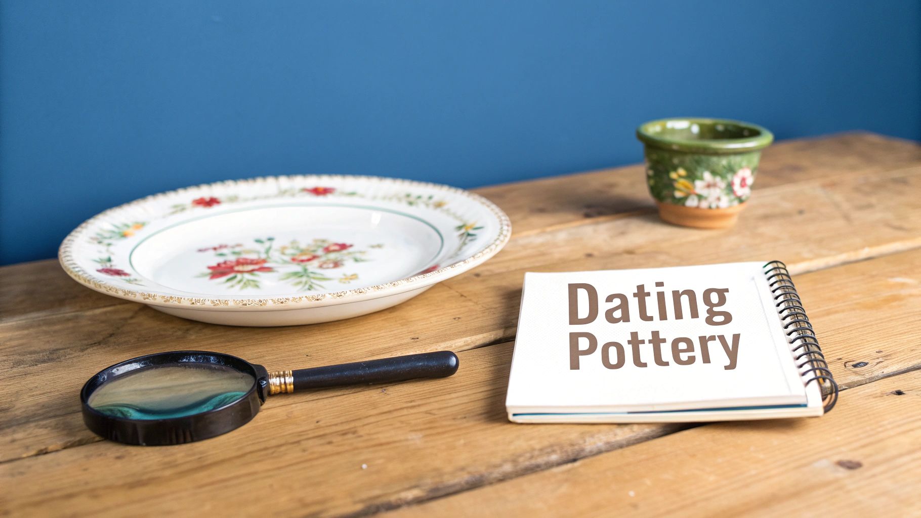 A close-up of a potter's hand applying a mark to the wet clay of a ceramic piece.