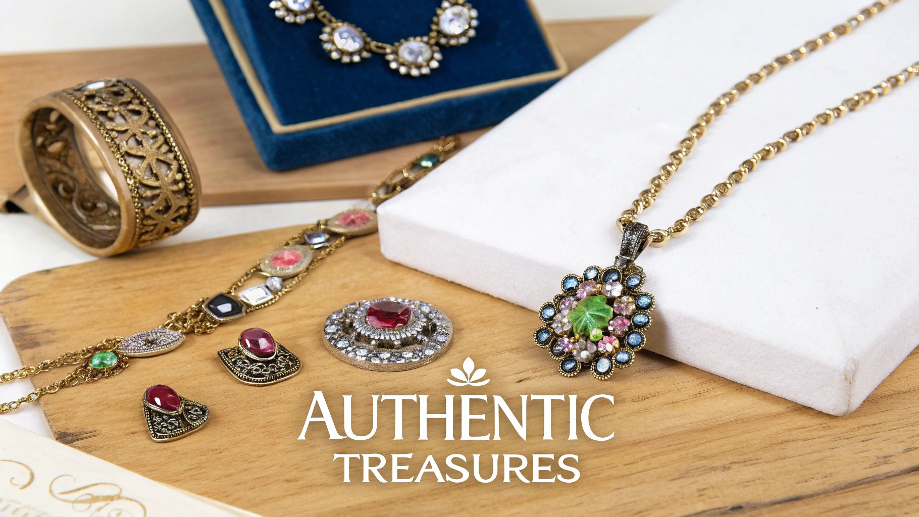 An assortment of beautiful antique rings and a locket, showcasing intricate designs and gemstones.
