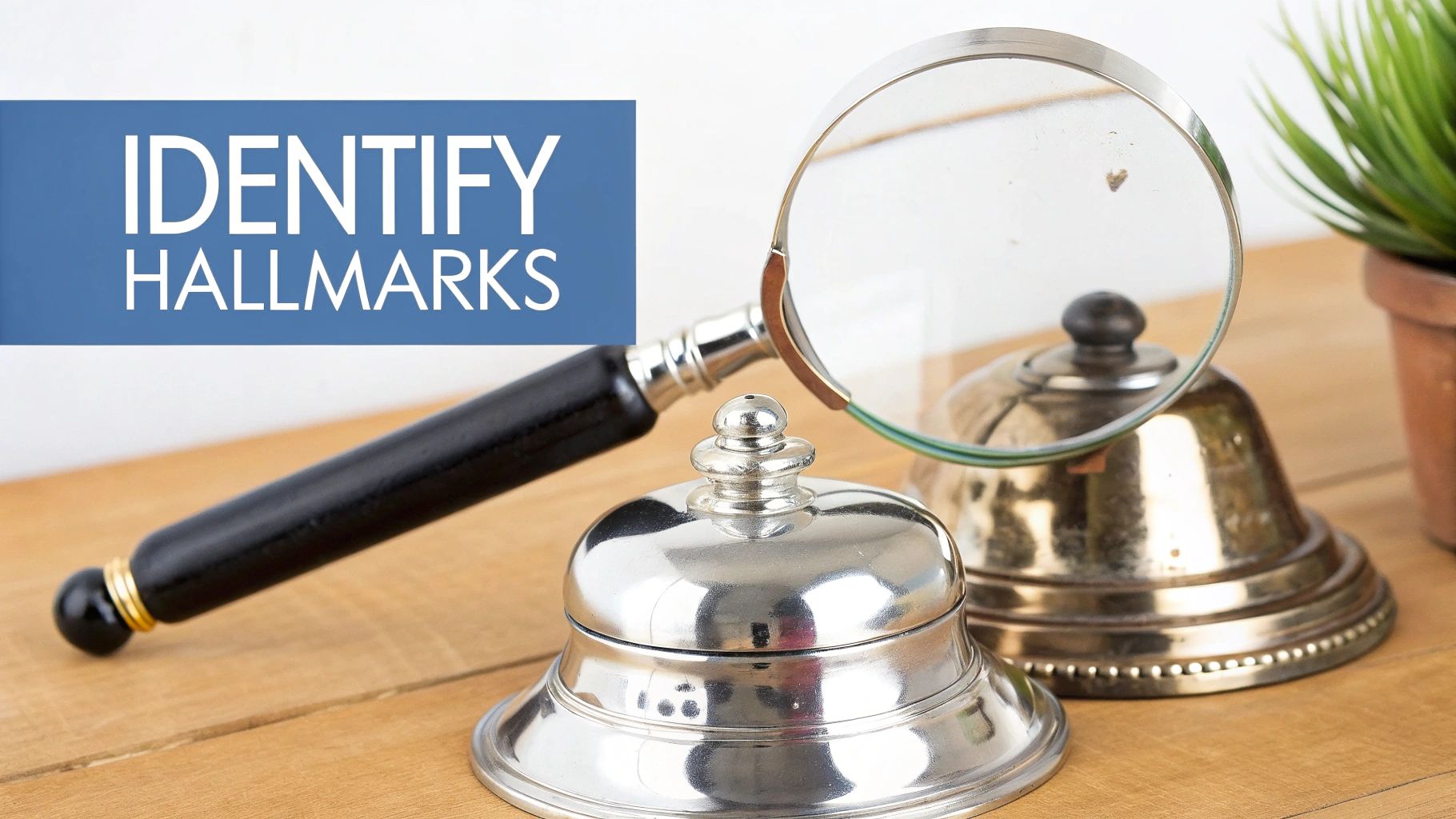 A silver hallmark stamped on the bottom of a silver tea service piece