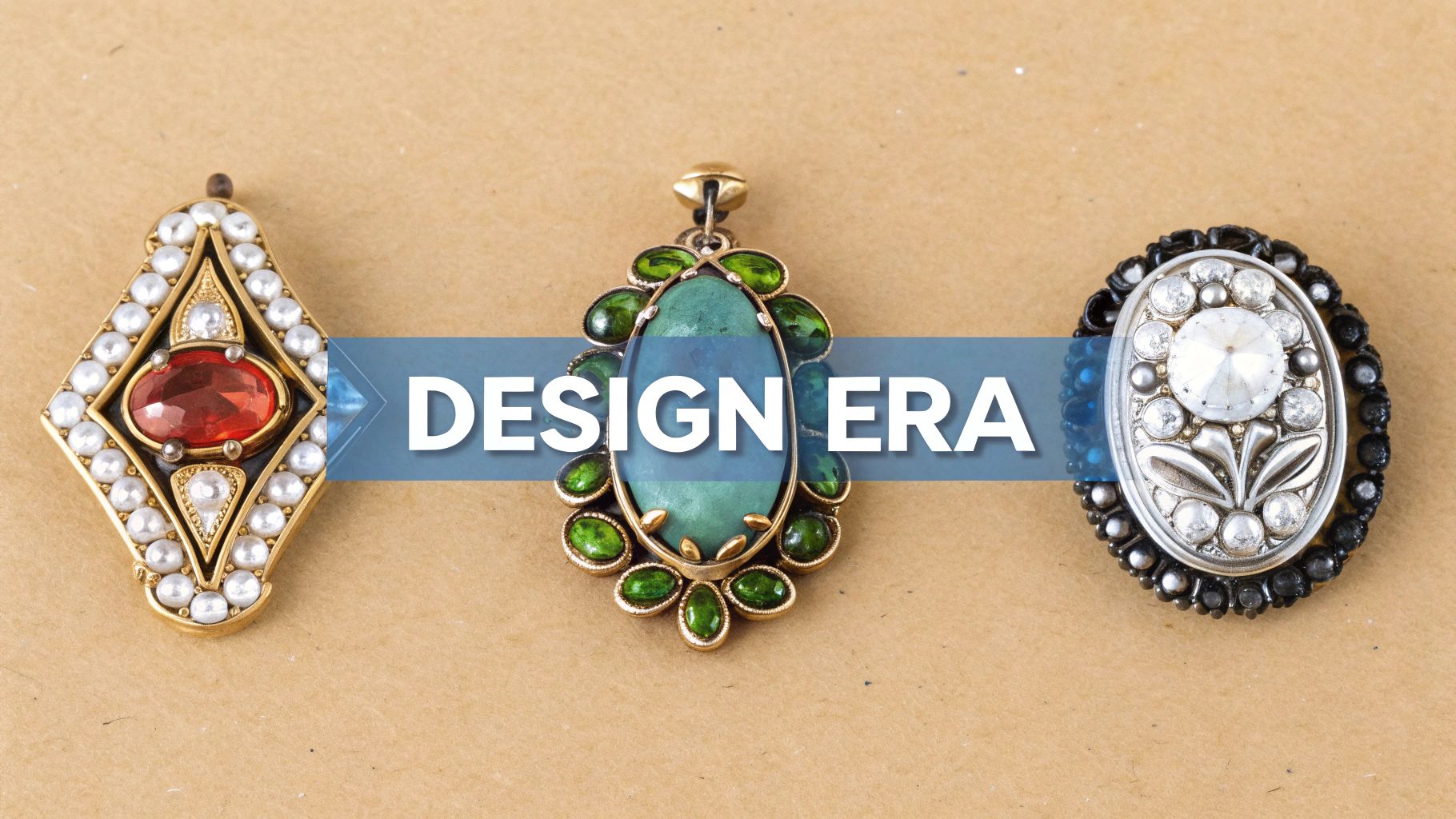 A collection of three vintage and antique pendants with diverse designs and gemstones.