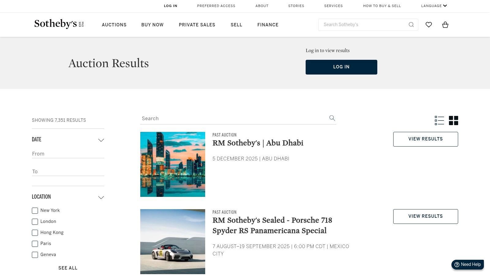 Sotheby’s – Auction Results