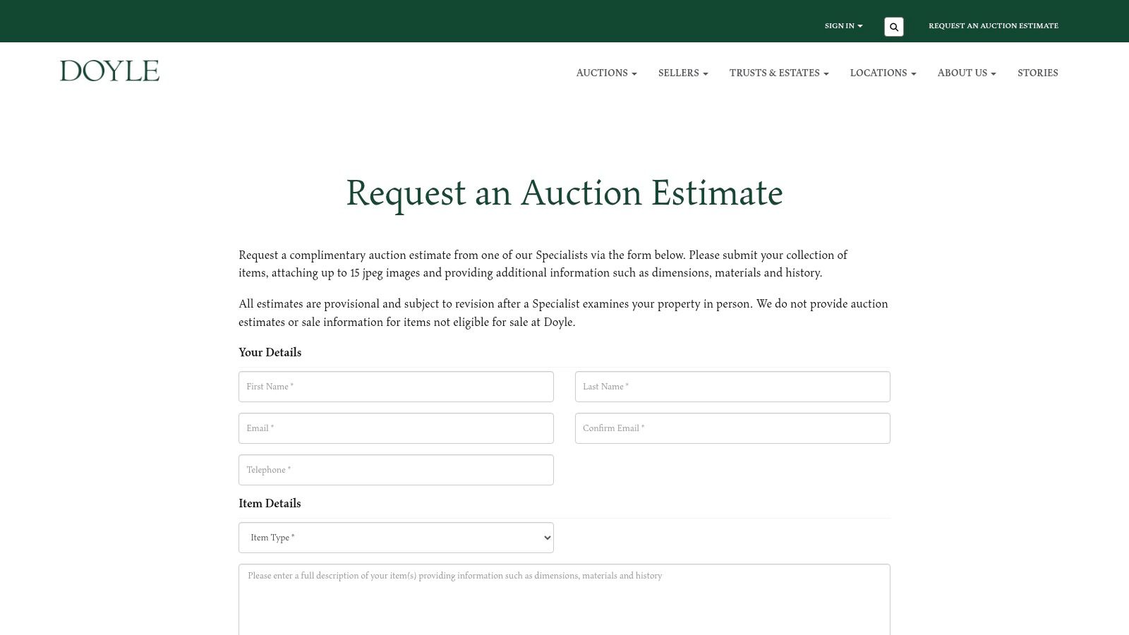 Doyle — Complimentary Auction Estimate