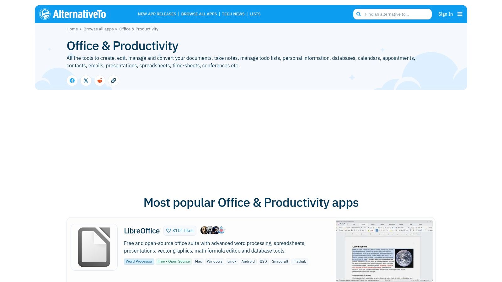 AlternativeTo (Office & Productivity)