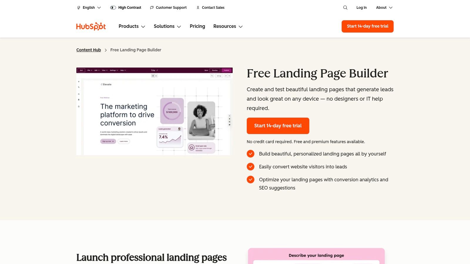 HubSpot Landing Pages (within HubSpot)