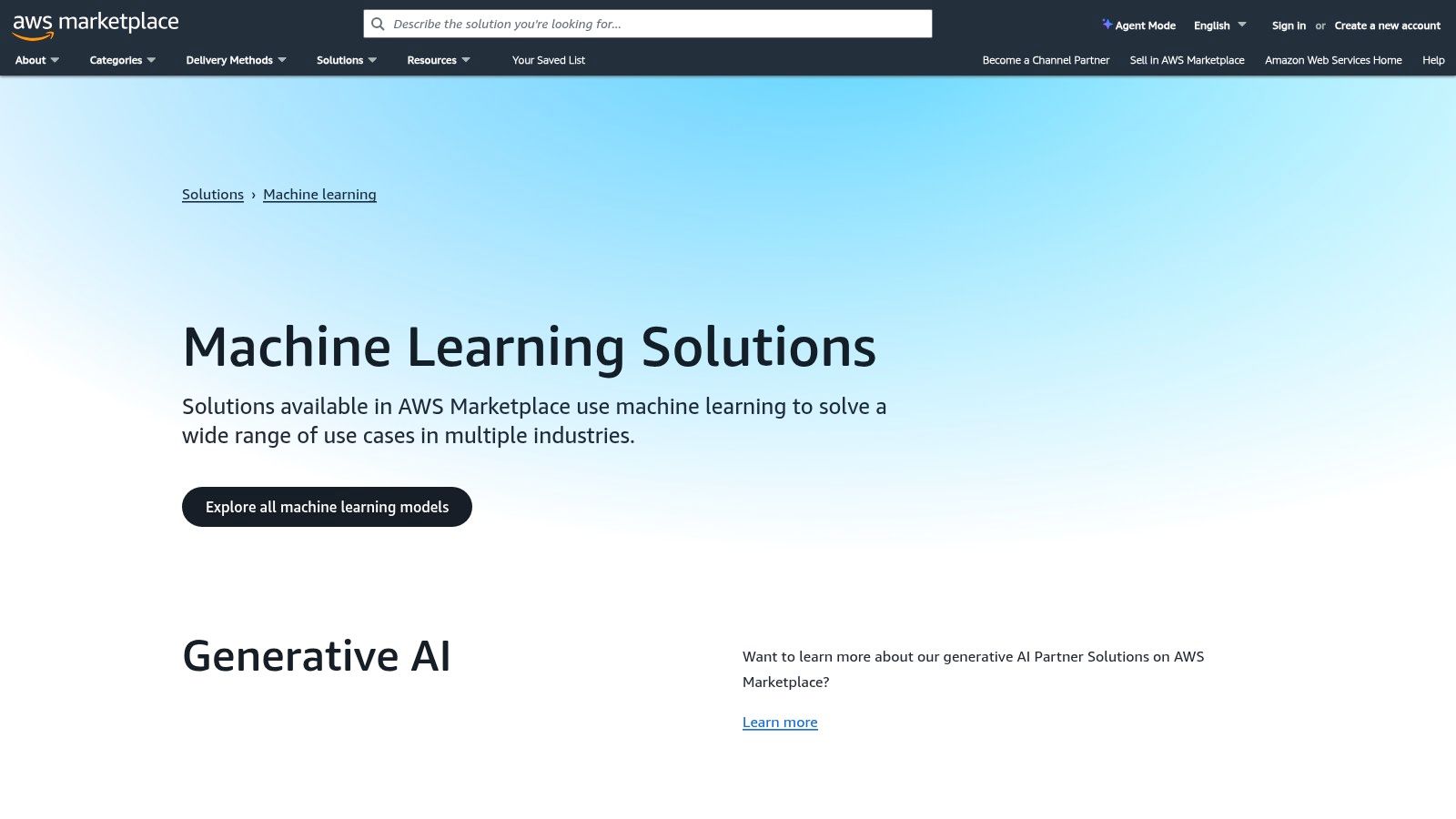 AWS Marketplace — Machine Learning and Generative AI